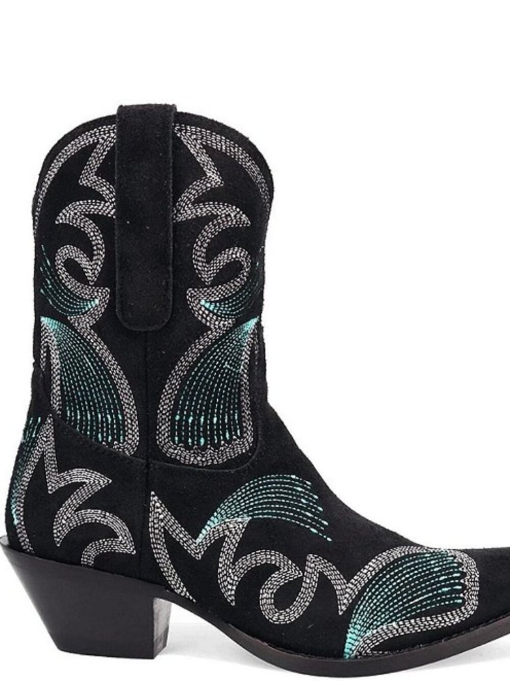 Dingo Flying Colors Suede Leather Boots Black & Turquoise DI2343 BLACK NWOB